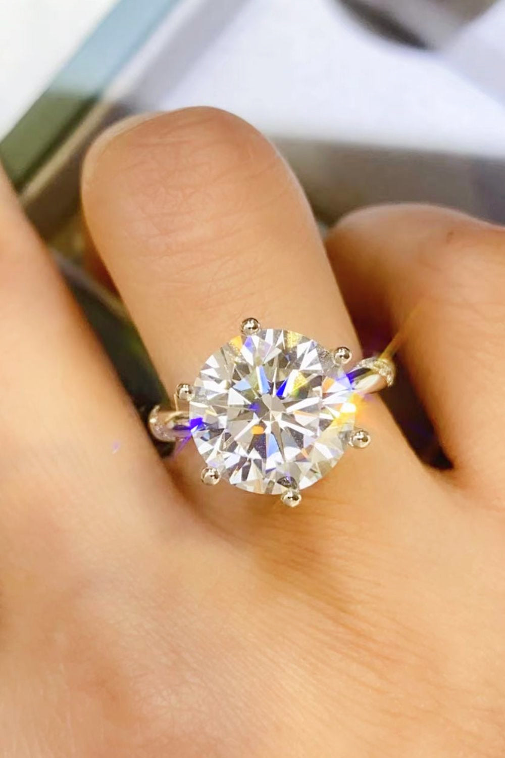 5 Carat Moissanite 6-Prong Ring-Teresa&#39;s Fashionista LLC