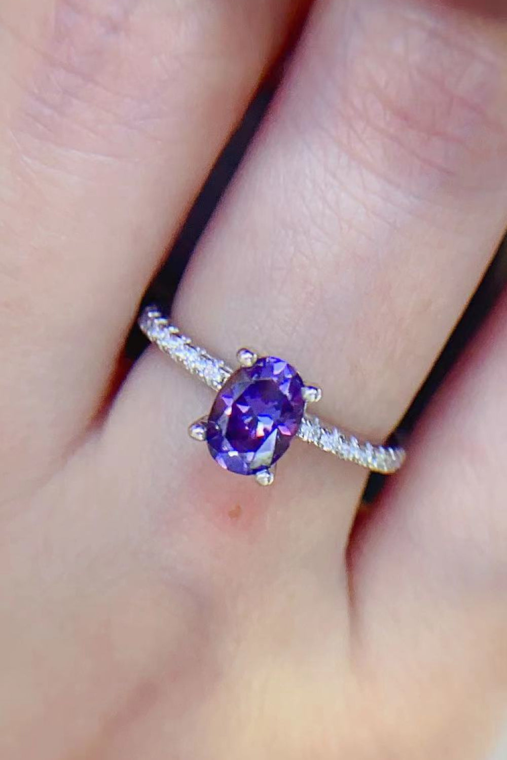 1 Carat Purple Moissanite 4-Prong Ring-Teresa&#39;s Fashionista LLC