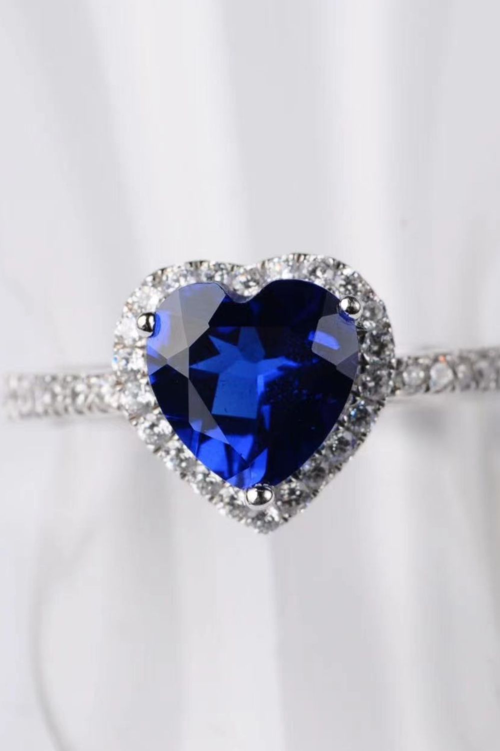 2 Carat Moissanite Heart-Shaped Side Stone Ring-Teresa&#39;s Fashionista LLC