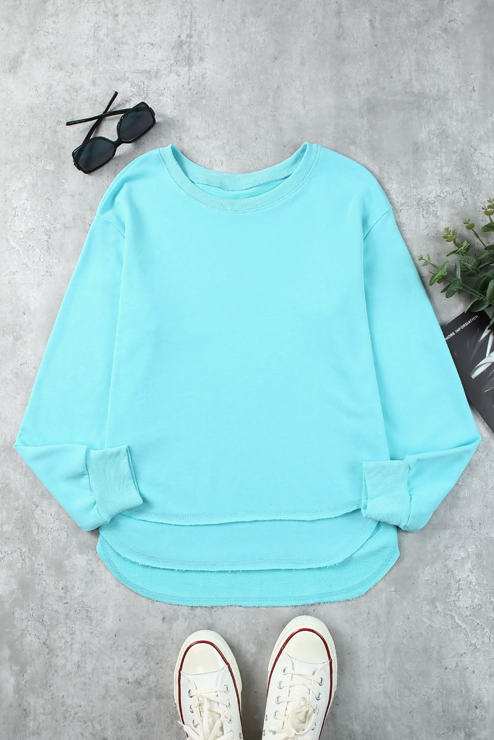 Side Slit Drop Shoulder Sweatshirt-Teresa&#39;s Fashionista LLC