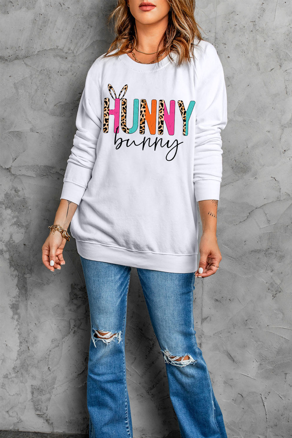 Easter HUNNY BUNNY Sweatshirt-Teresa&#39;s Fashionista LLC