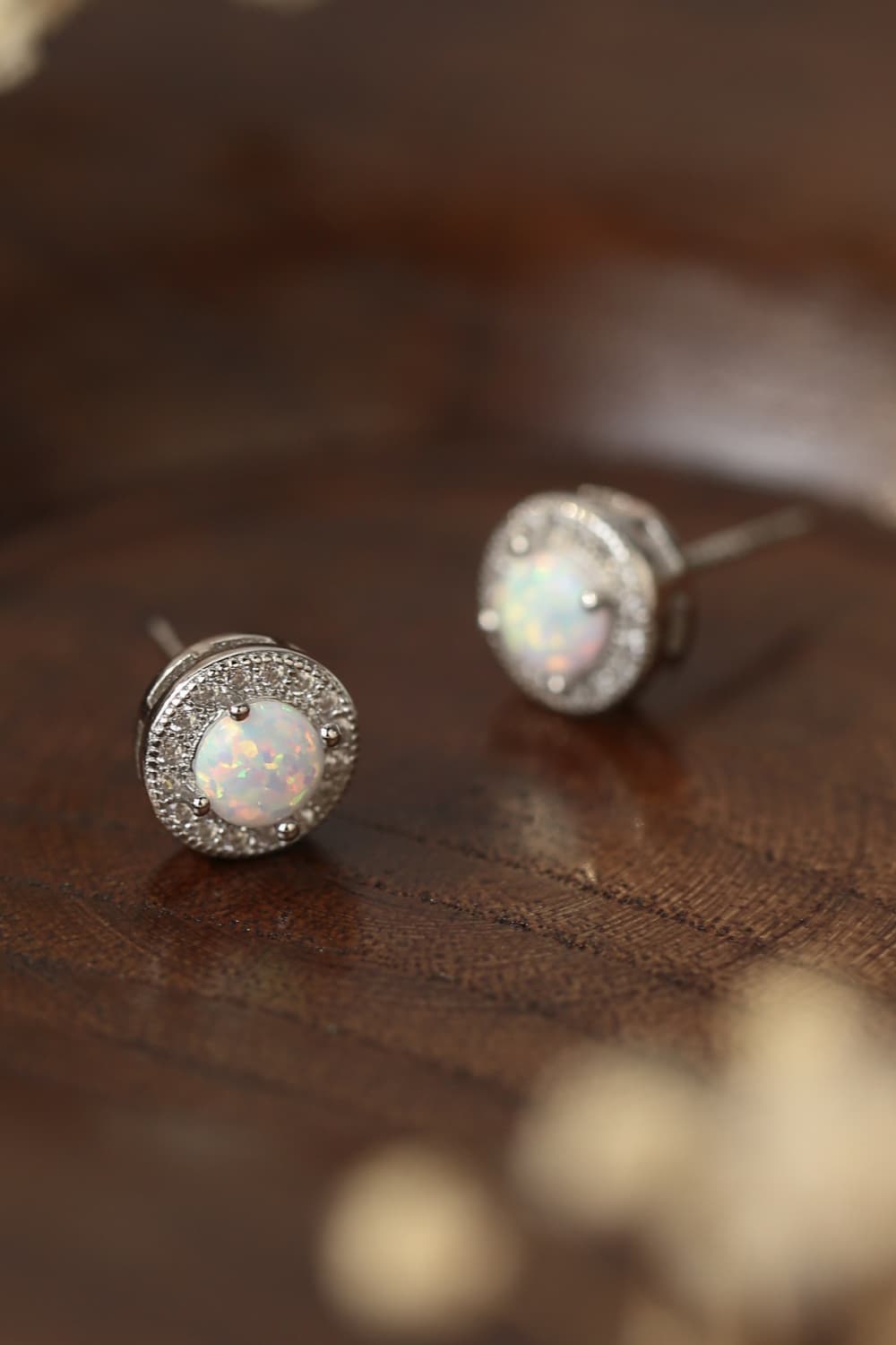 Opal 4-Prong Round Stud Earrings-Teresa&#39;s Fashionista LLC