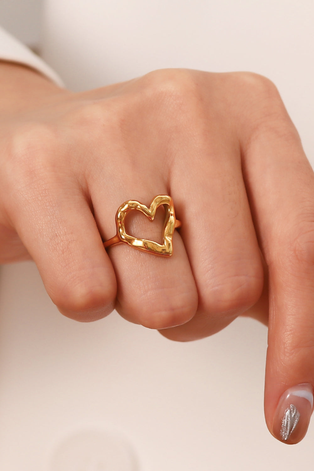 18K Gold Plated Heart-Shaped Ring-Teresa&#39;s Fashionista LLC