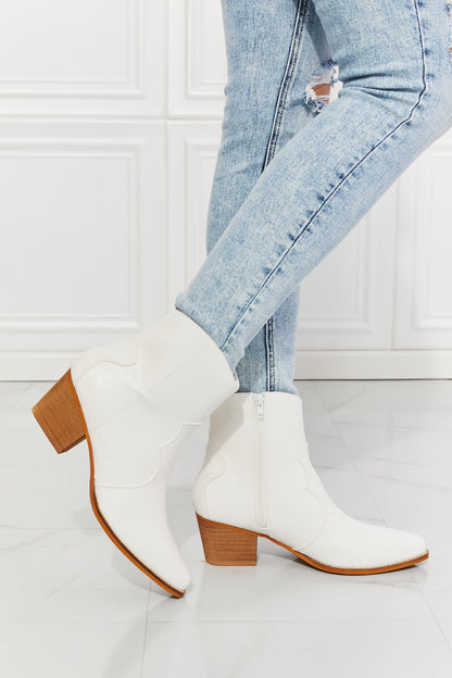 MMShoes Watertower Town Faux Leather Western Ankle Boots in White-Teresa&#39;s Fashionista LLC