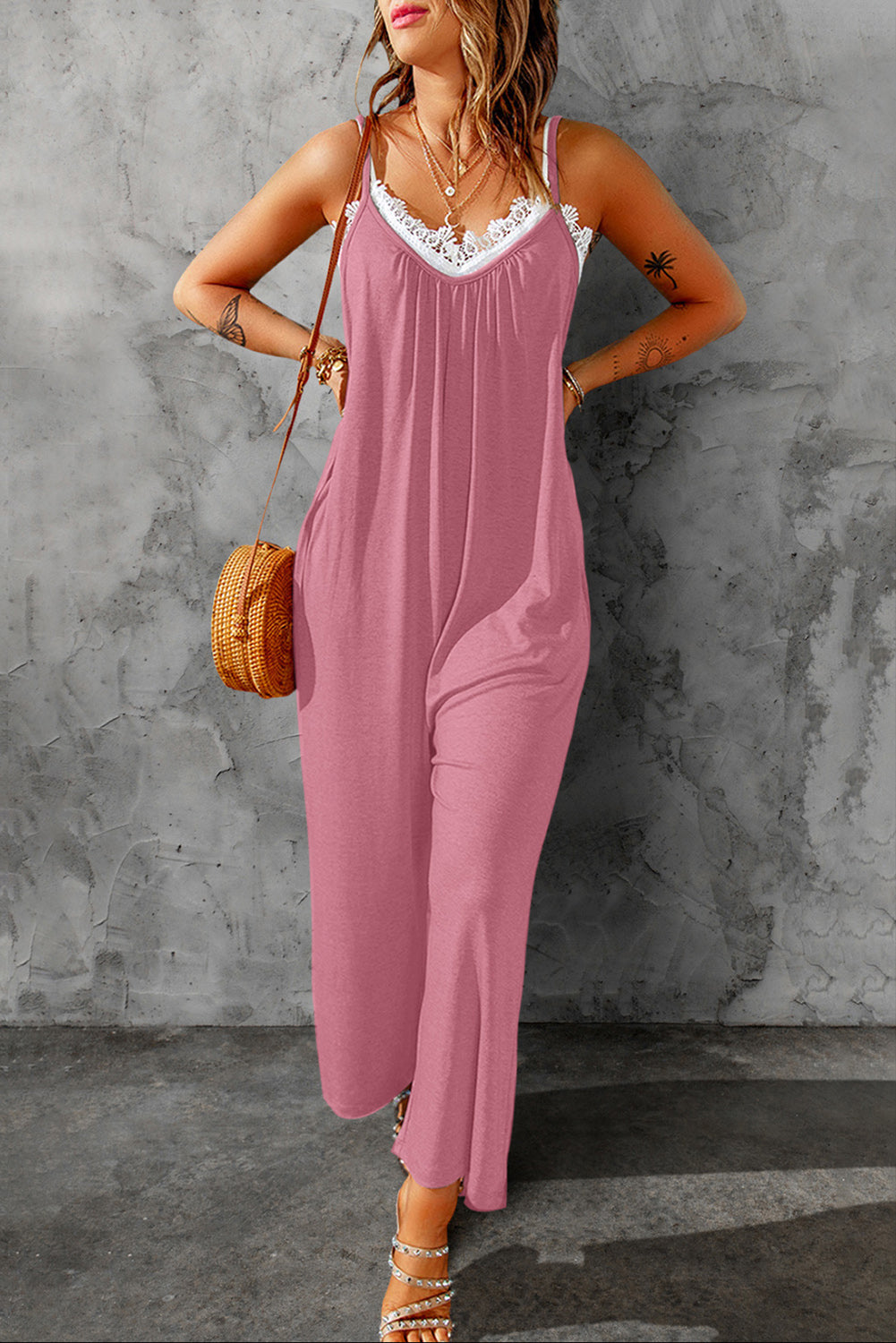 Spaghetti Strap Wide Leg Jumpsuit-Teresa&#39;s Fashionista LLC