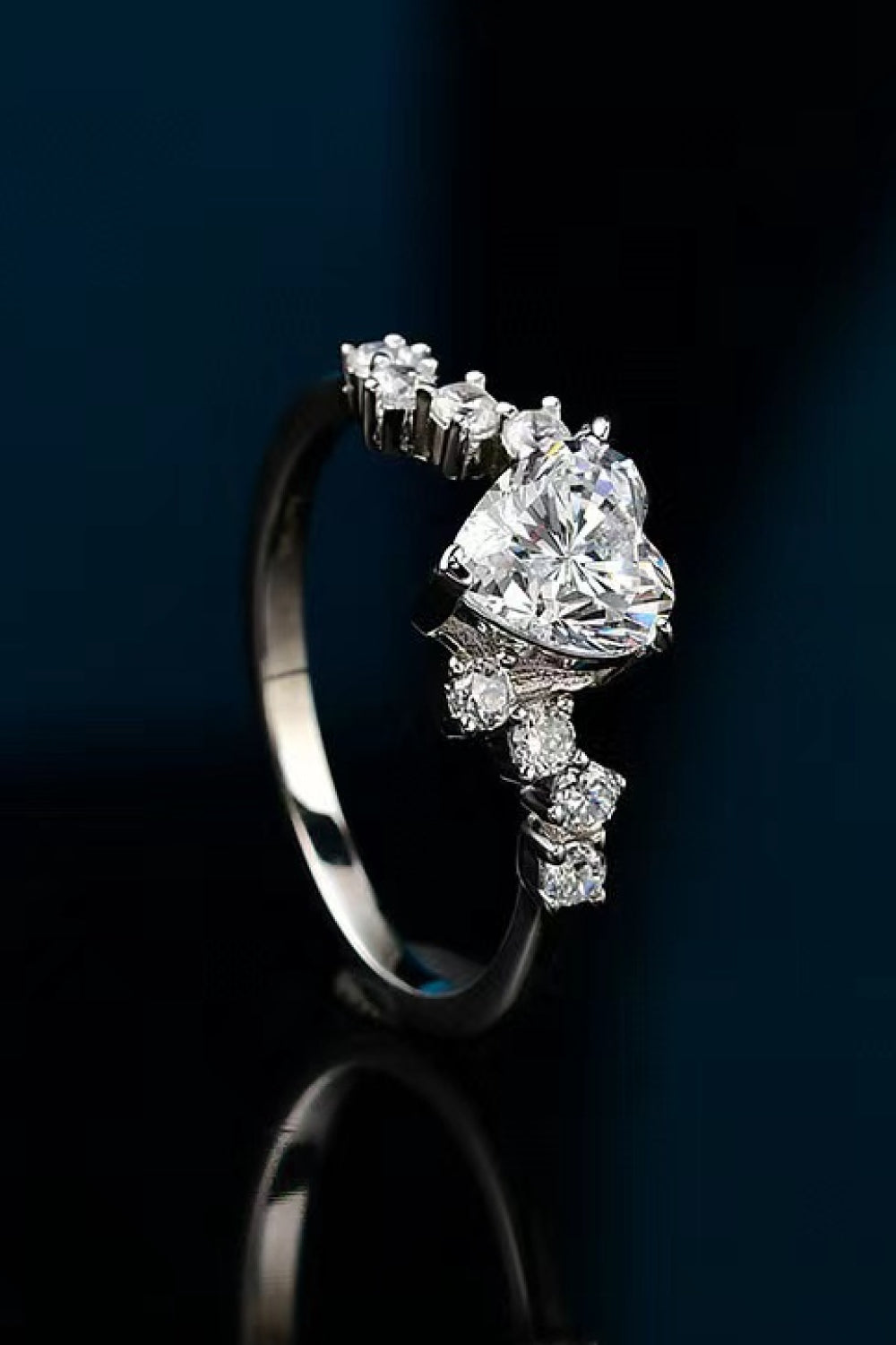 1 Carat Moissanite Heart 925 Sterling Silver Ring-Teresa&#39;s Fashionista LLC