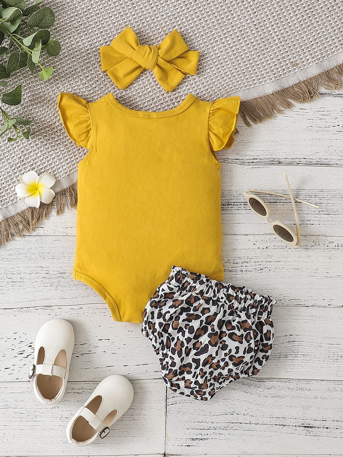 Round Neck Bodysuit and Leopard Bloomers Set-Teresa&#39;s Fashionista LLC