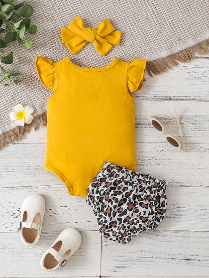 Round Neck Bodysuit and Leopard Bloomers Set-Teresa&#39;s Fashionista LLC