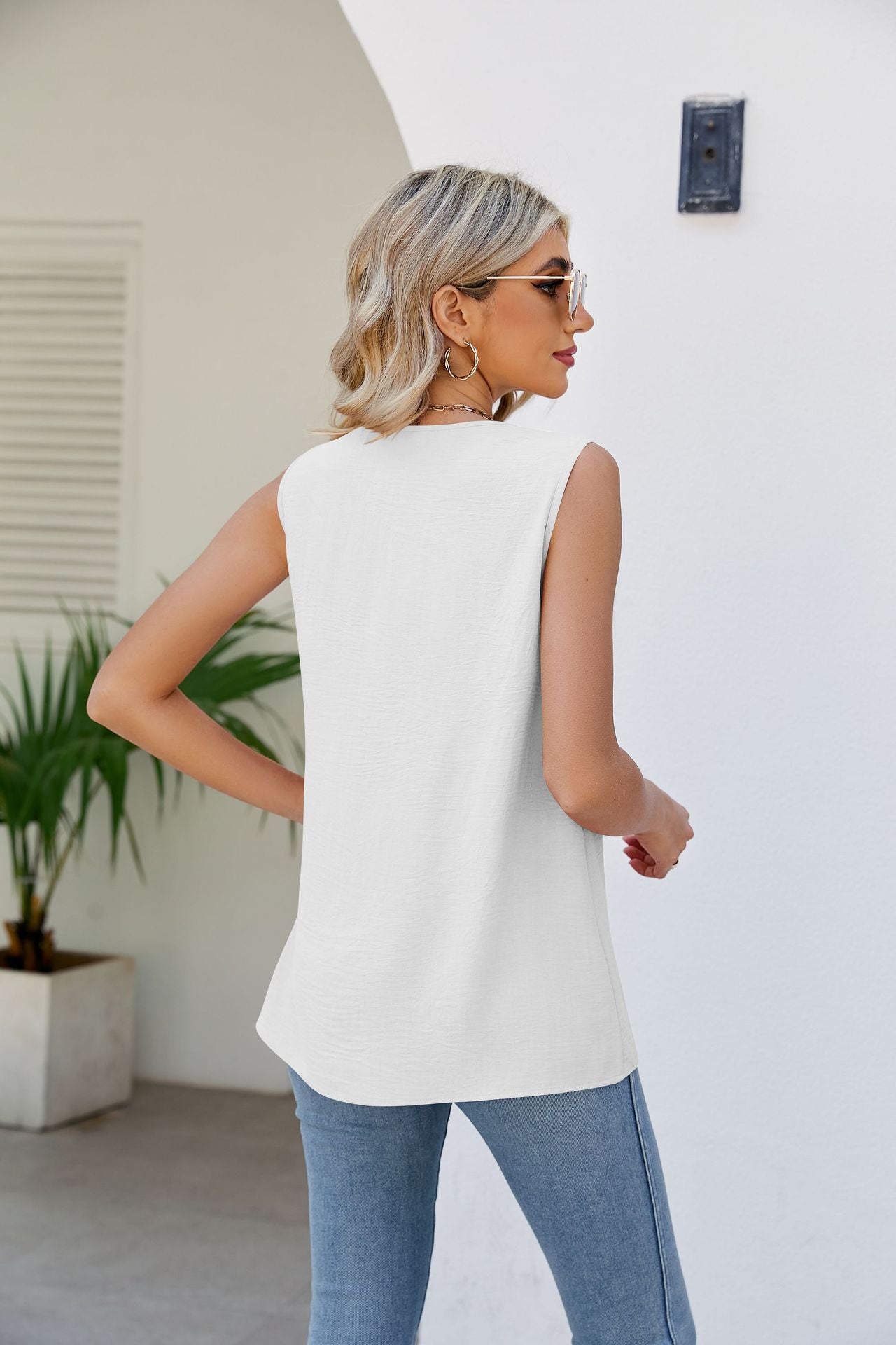 V-Neck Tunic Tank Top-Teresa&#39;s Fashionista LLC