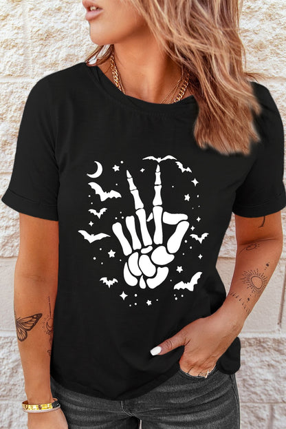 Round Neck Short Sleeve Graphic T-Shirt-Teresa&#39;s Fashionista LLC