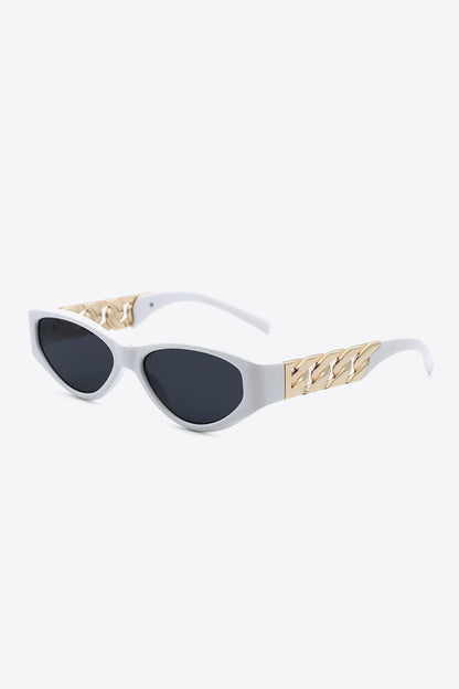 Chain Detail Temple Cat Eye Sunglasses-Teresa&#39;s Fashionista LLC