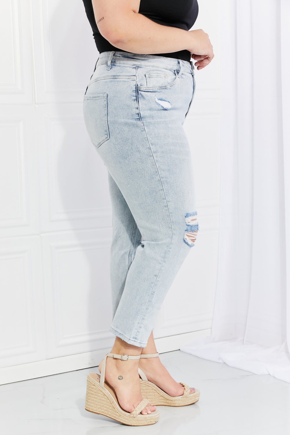 Vervet by Flying Monkey Stand Out Full Size Distressed Cropped Jeans-Teresa&#39;s Fashionista LLC