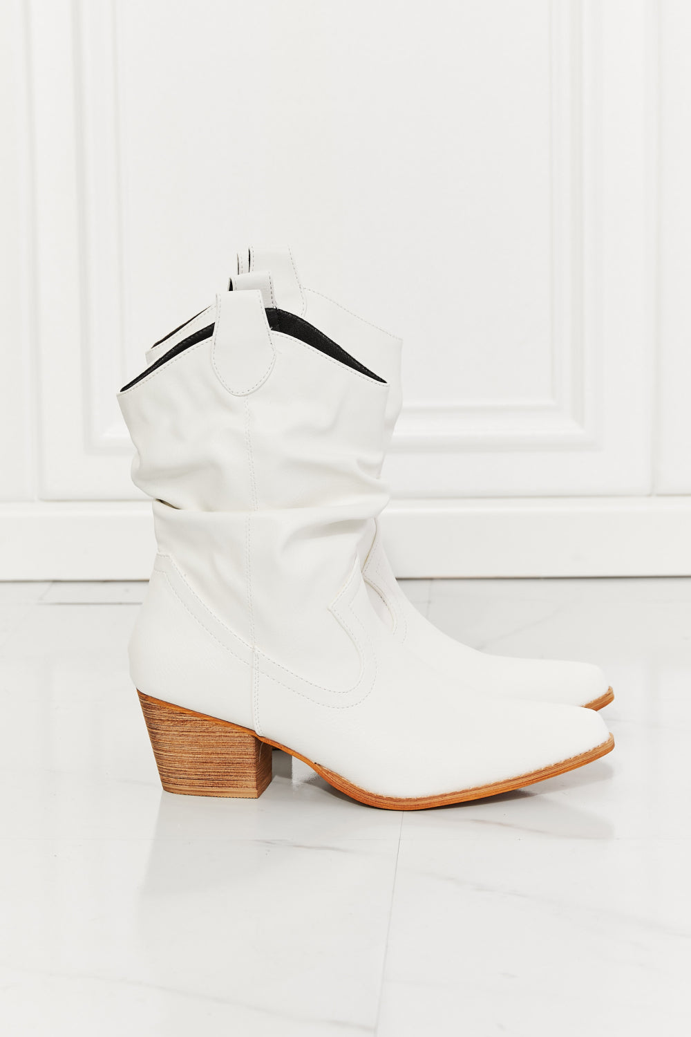 MMShoes Better in Texas Scrunch Cowboy Boots in White-Teresa&#39;s Fashionista LLC