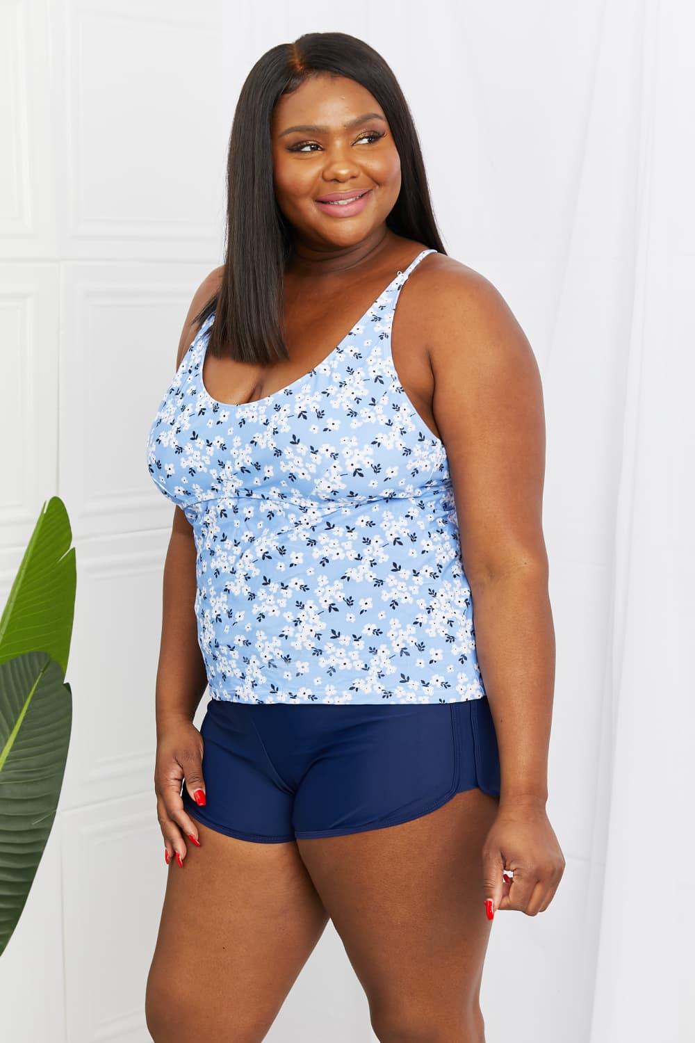 Marina West Swim By The Shore Full Size Two-Piece Swimsuit in Blossom Navy-Teresa&#39;s Fashionista LLC