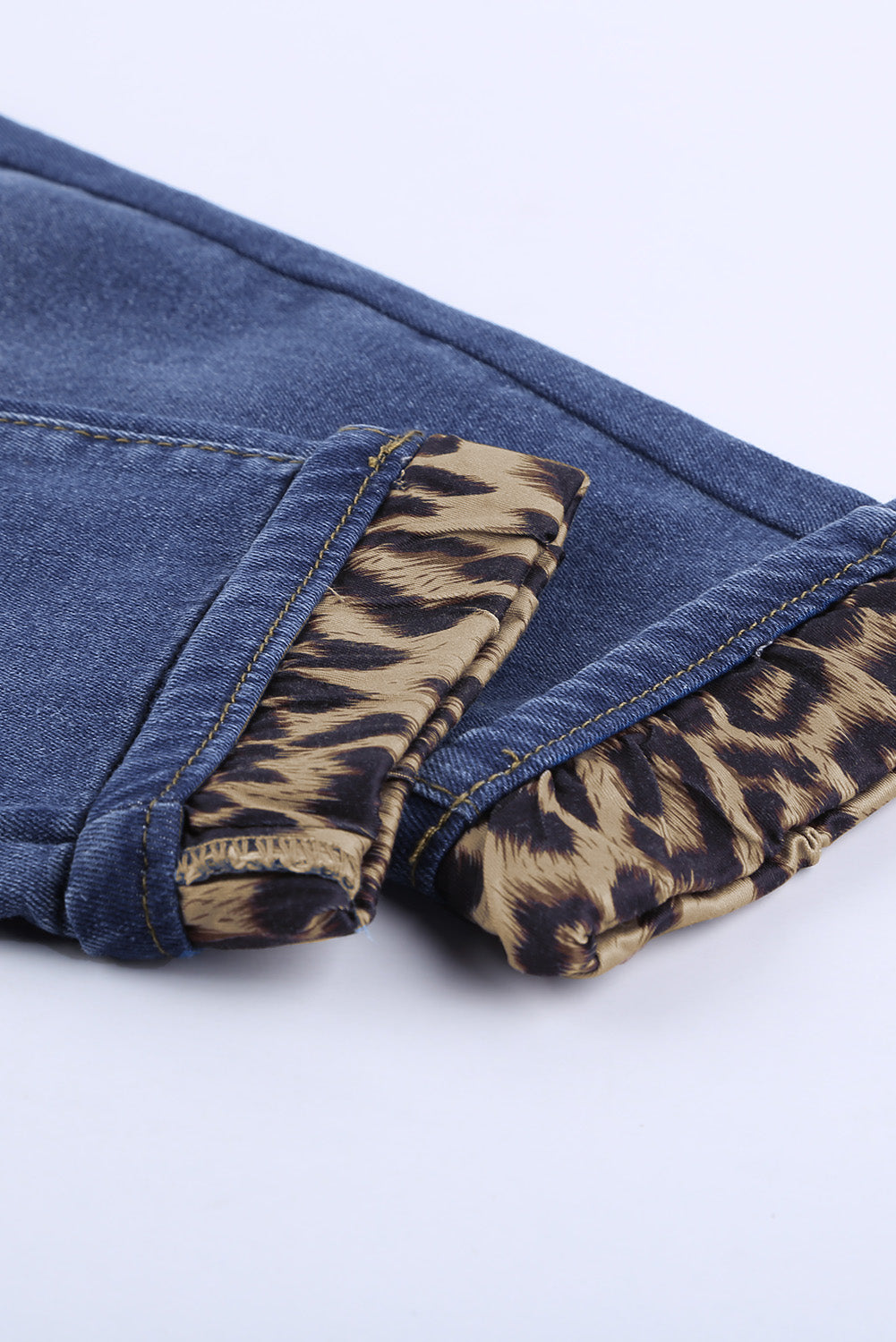 Leopard Patchwork Distressed Jeans-Teresa&#39;s Fashionista LLC