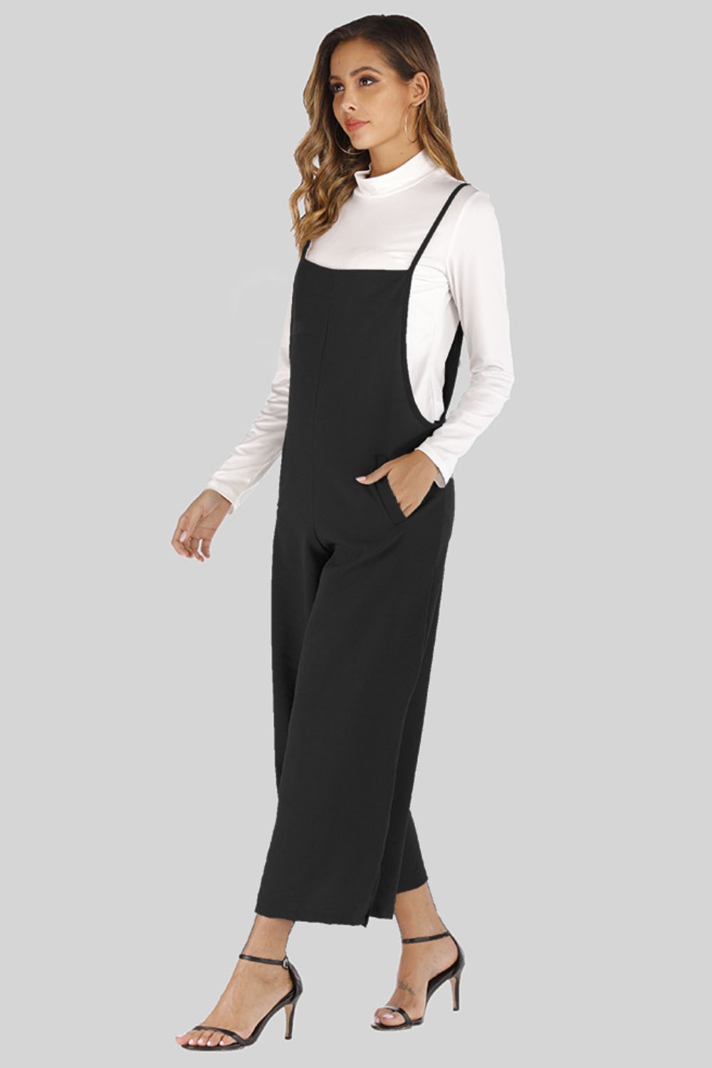 Full Size Cropped Wide Leg Overalls with Pockets-Teresa&#39;s Fashionista LLC