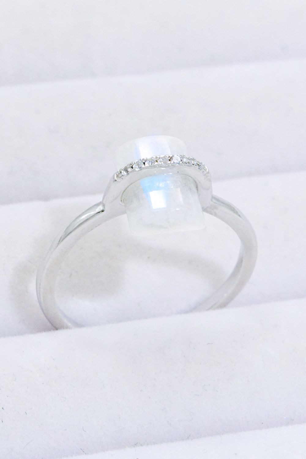 Natural Moonstone Platinum-Plated Ring-Teresa&#39;s Fashionista LLC