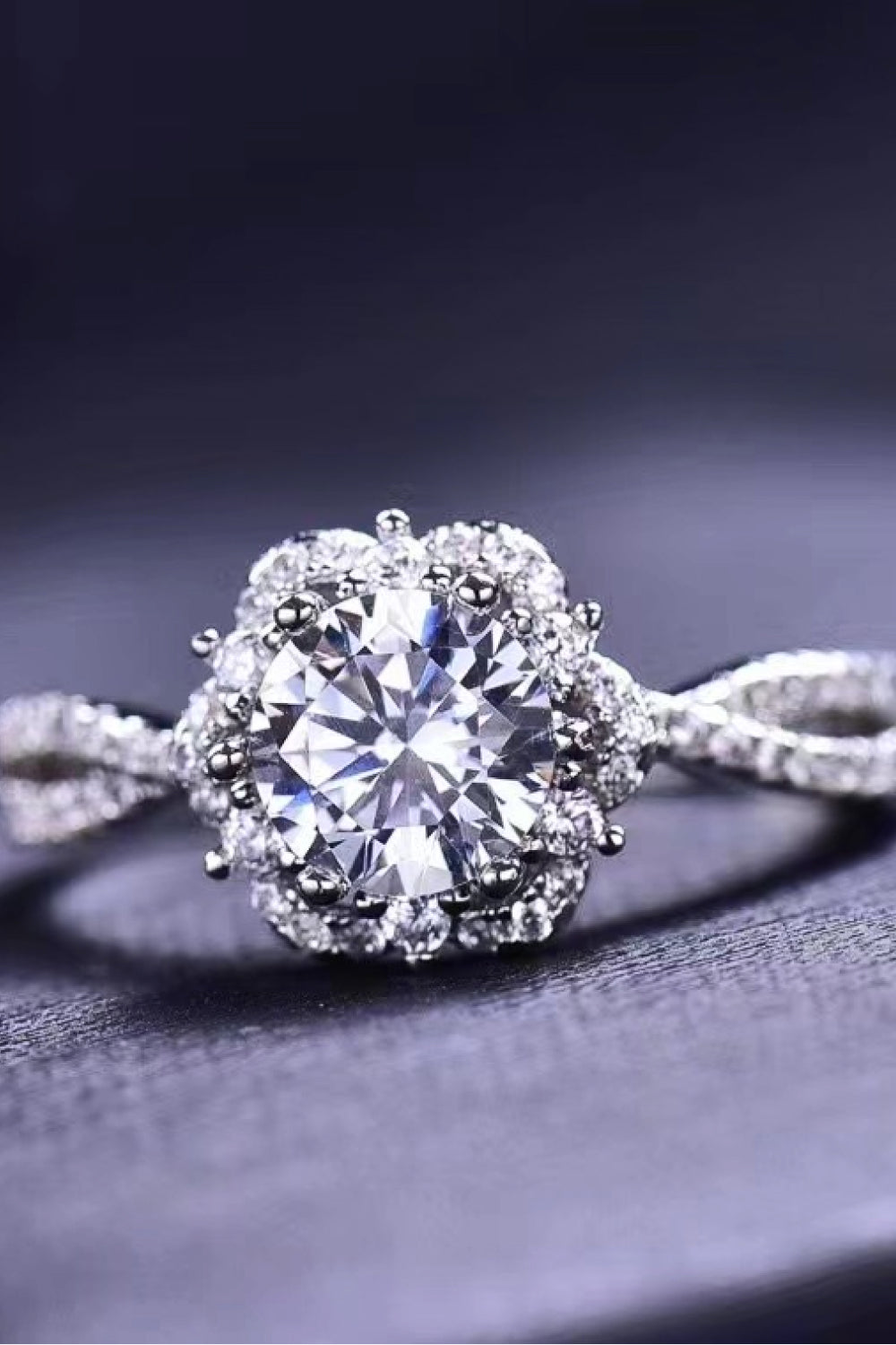 Platinum-Plated Six Prong 1 Carat Moissanite Ring-Teresa&#39;s Fashionista LLC