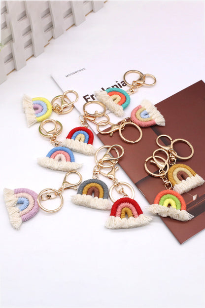 Assorted 4-Pack Rainbow Fringe Keychain-Teresa&#39;s Fashionista LLC