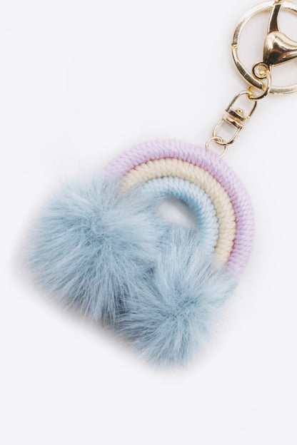 Assorted 4-Pack Rainbow Pom Pom Keychain-Teresa&#39;s Fashionista LLC