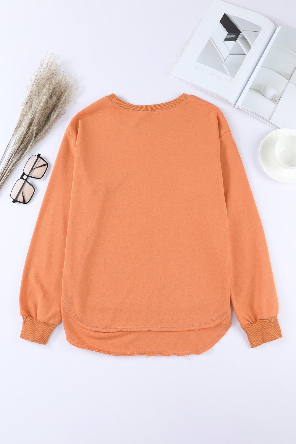 Side Slit Drop Shoulder Sweatshirt-Teresa&#39;s Fashionista LLC