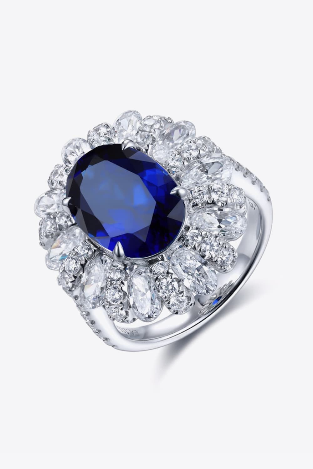 5 Carat Lab-Grown Sapphire Flower Shape Ring-Teresa&#39;s Fashionista LLC