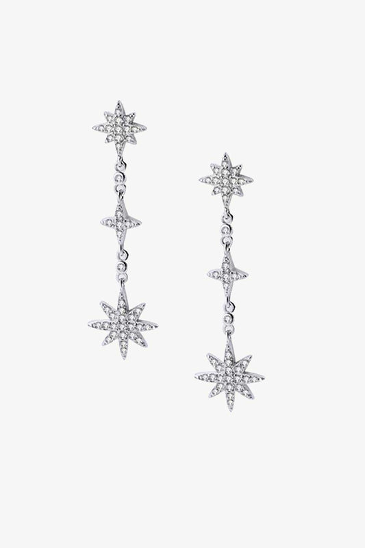 Cubic Zirconia Star Drop Earrings-Teresa&#39;s Fashionista LLC