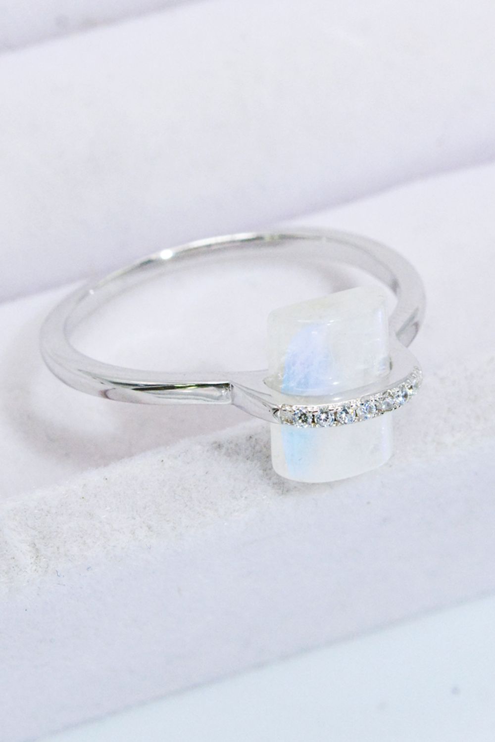 Natural Moonstone Platinum-Plated Ring-Teresa&#39;s Fashionista LLC