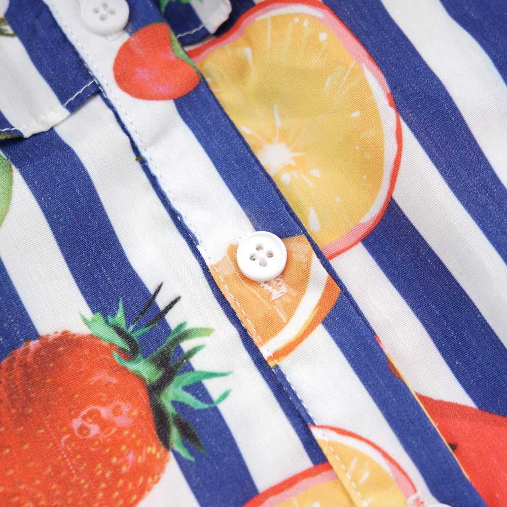 Fruit Striped Collared Sleeveless Shirt-Teresa&#39;s Fashionista LLC