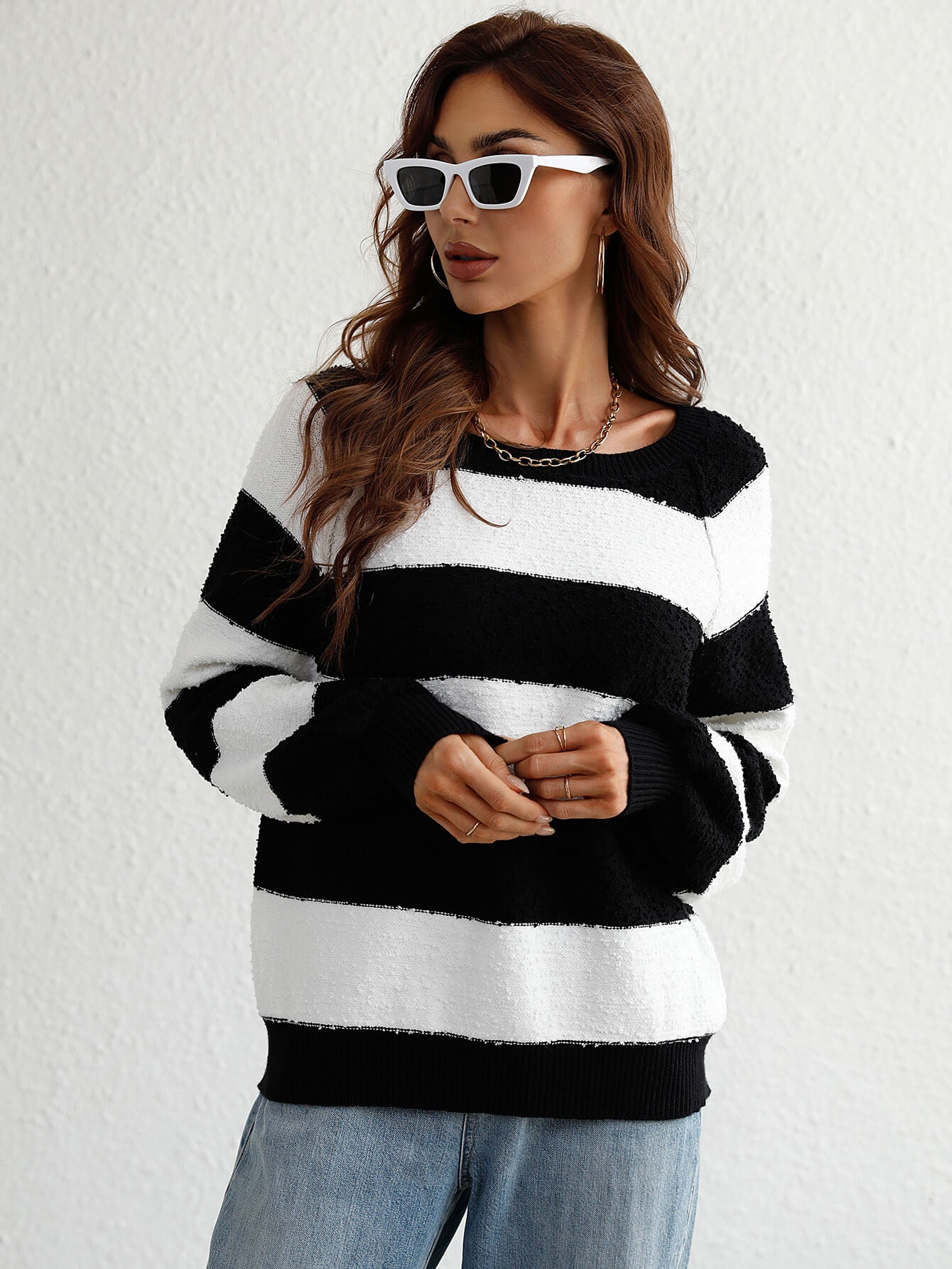 Striped Raglan Sleeve Ribbed Trim Knit Top-Teresa&#39;s Fashionista LLC