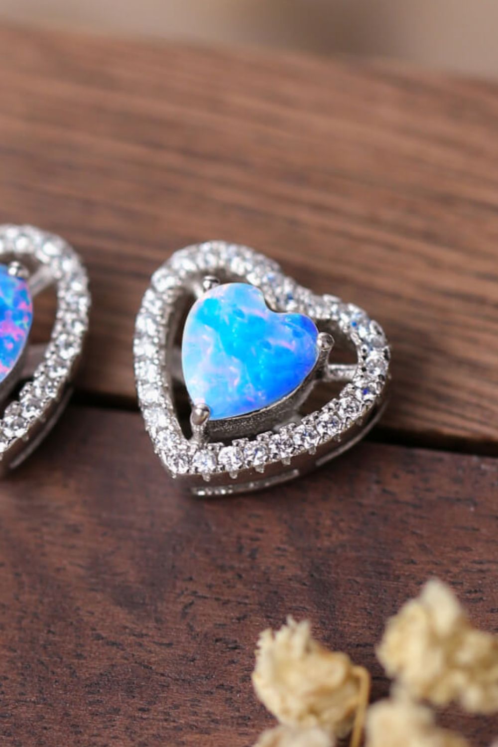 925 Sterling Silver Opal Heart Stud Earrings-Teresa&#39;s Fashionista LLC