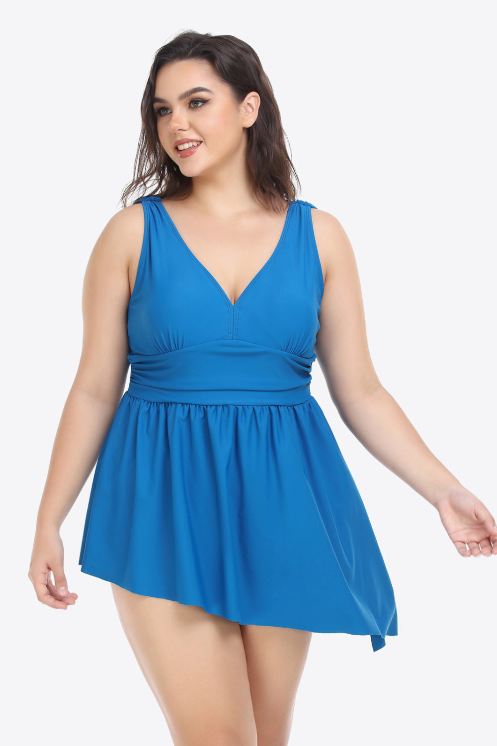 Plus Size Plunge Sleeveless Two-Piece Swimsuit-Teresa&#39;s Fashionista LLC