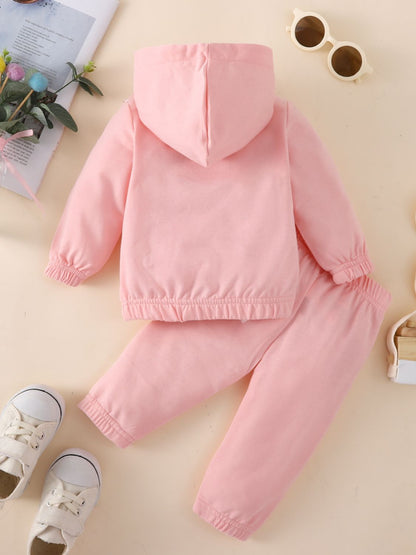 Baby Two-Tone Hoodie and Letter Graphic Joggers Set-Teresa&#39;s Fashionista LLC