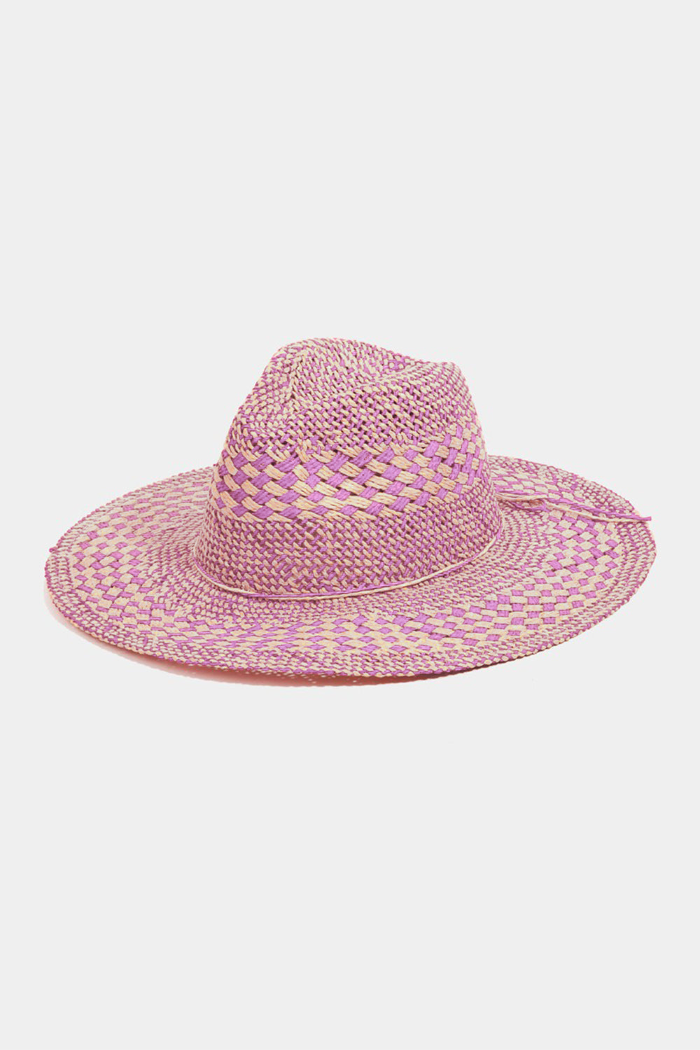 Fame Checkered Straw Weave Sun Hat-Teresa&#39;s Fashionista LLC