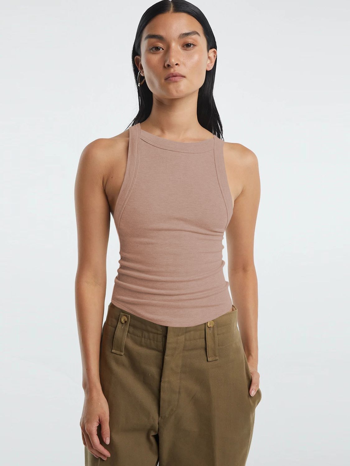 Halter Neck Ribbed Cropped Top-Teresa&#39;s Fashionista LLC