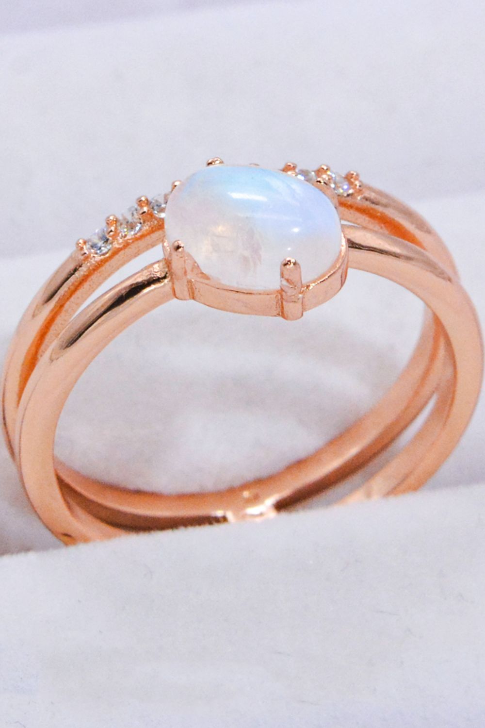 Natural Moonstone and Zircon Double-Layered Ring-Teresa&#39;s Fashionista LLC