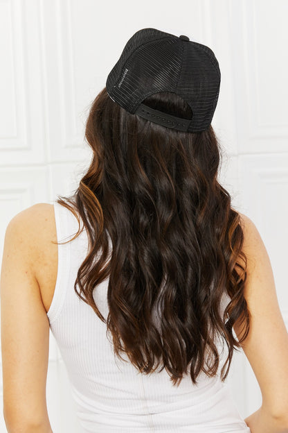 Fame Falling For You Trucker Hat in Black-Teresa&#39;s Fashionista LLC