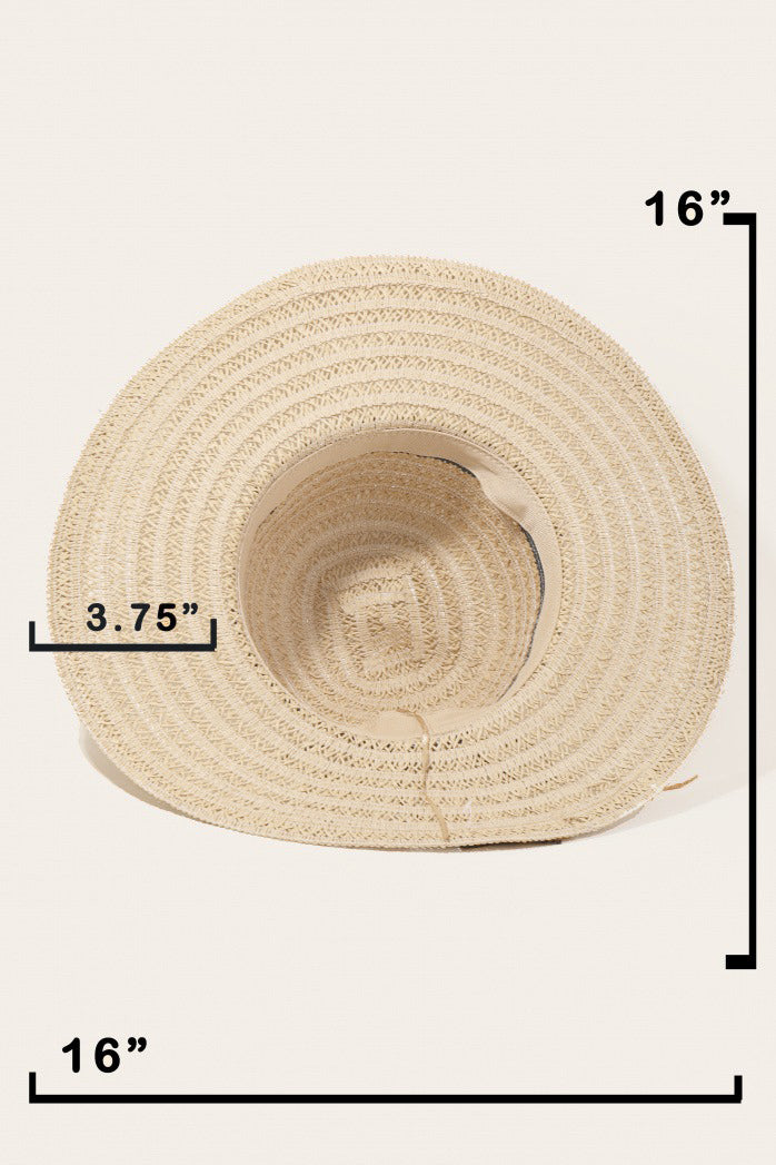 Fame Contrast Straw Braided Sun Hat-Teresa&#39;s Fashionista LLC