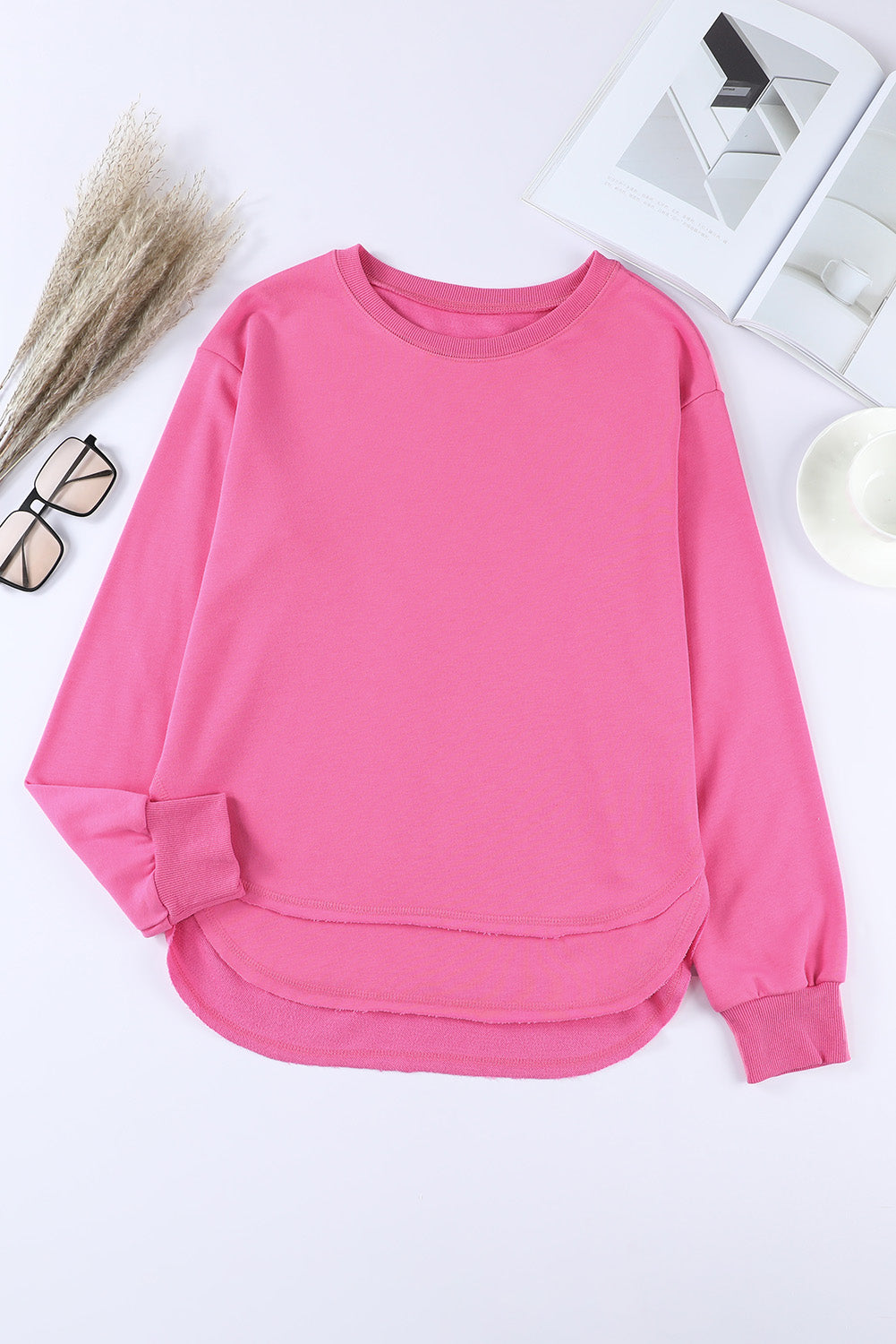 Side Slit Drop Shoulder Sweatshirt-Teresa&#39;s Fashionista LLC