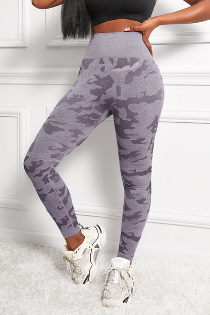 Camo Print Seamless High Waist Yoga Leggings-Teresa&#39;s Fashionista LLC