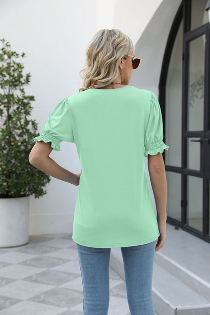 Square Neck Flounce Sleeve Top-Teresa&#39;s Fashionista LLC