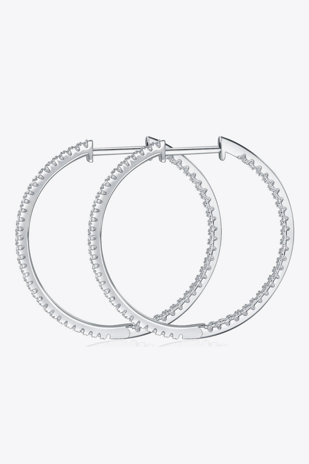 Inlaid Moissanite 925 Sterling Silver Hoop Earrings-Teresa&#39;s Fashionista LLC