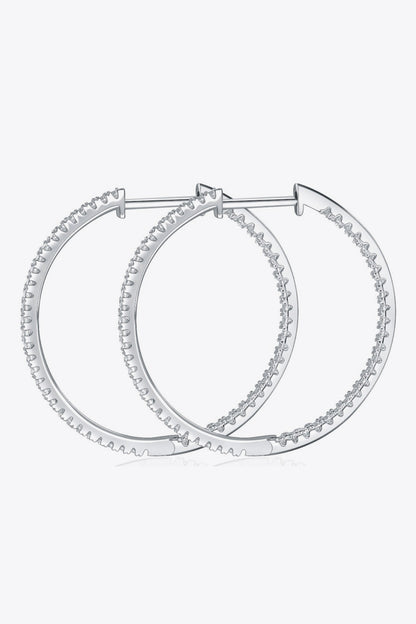 Inlaid Moissanite 925 Sterling Silver Hoop Earrings-Teresa&#39;s Fashionista LLC