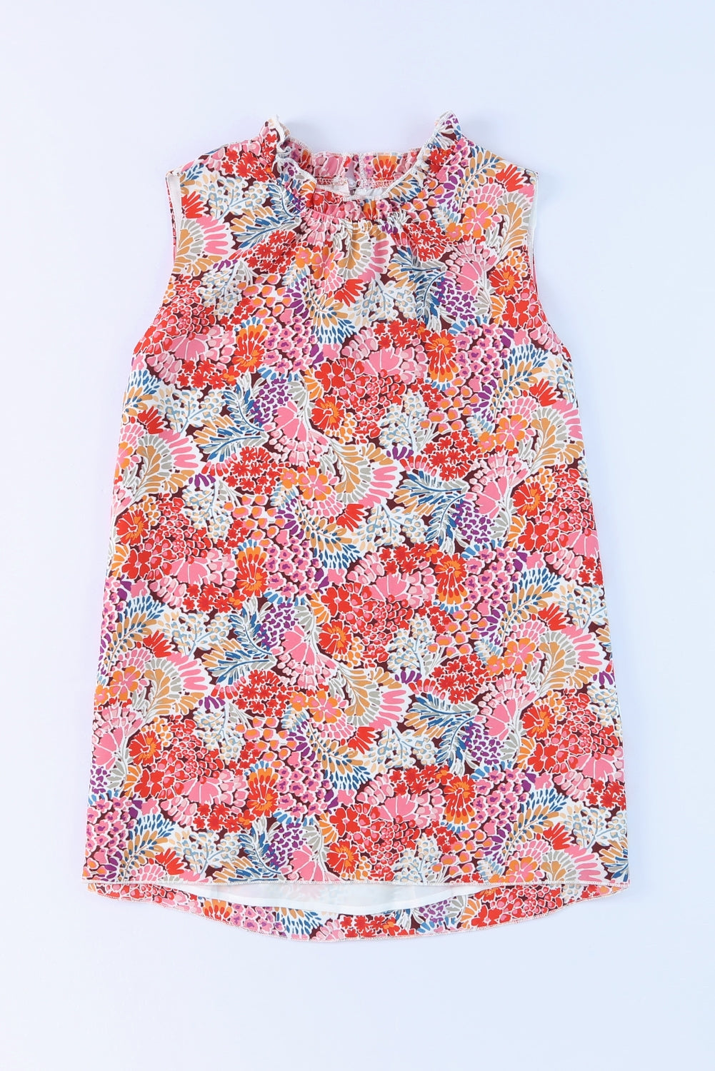 Floral Mock Neck Tank Top-Teresa&#39;s Fashionista LLC