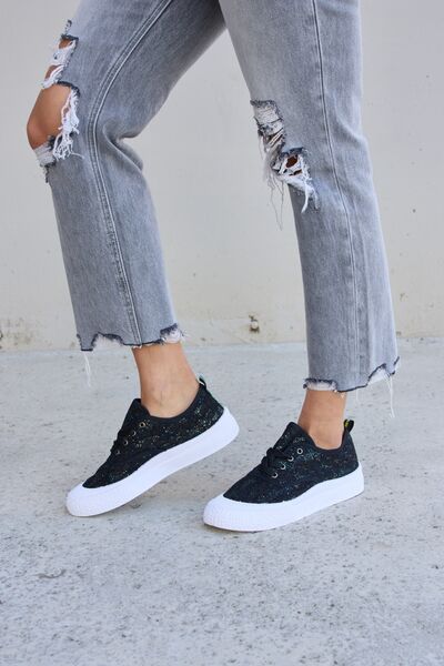 Forever Link Sequin Lace-Up Platform Sneakers-Teresa&#39;s Fashionista LLC