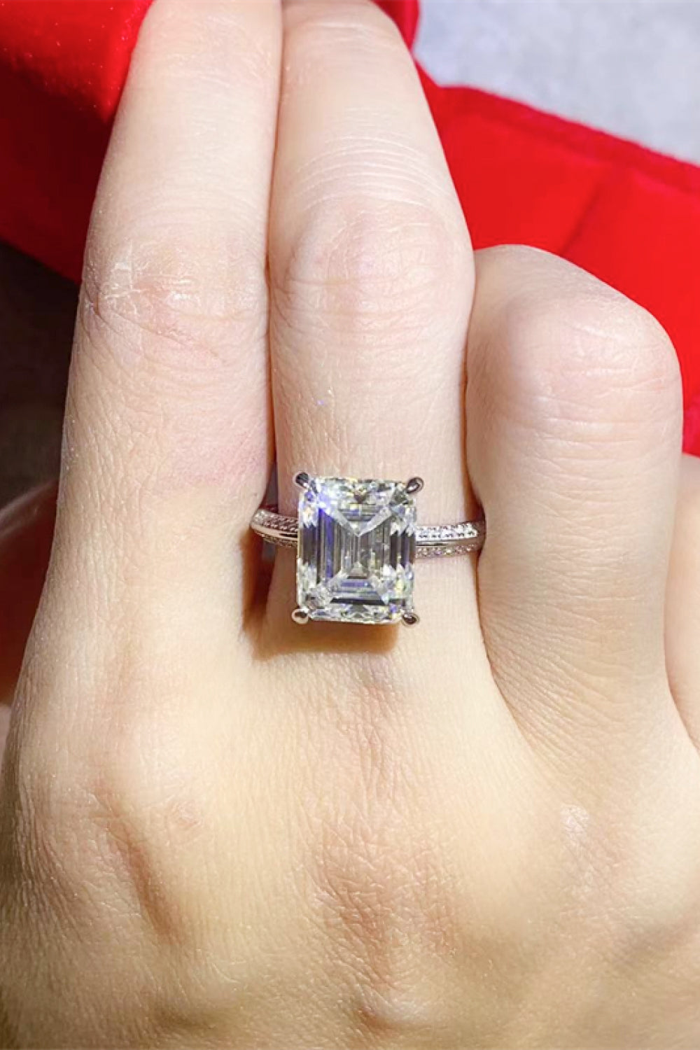 5 Carat Moissanite Platinum-Plated Ring-Teresa&#39;s Fashionista LLC