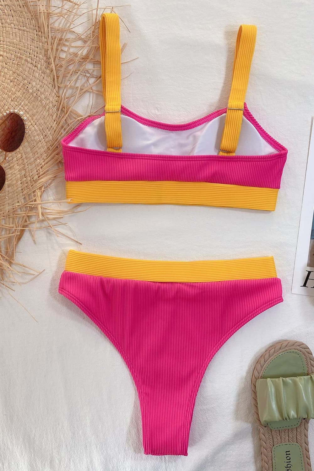 Color Block Scoop Neck Bikini Set-Teresa&#39;s Fashionista LLC