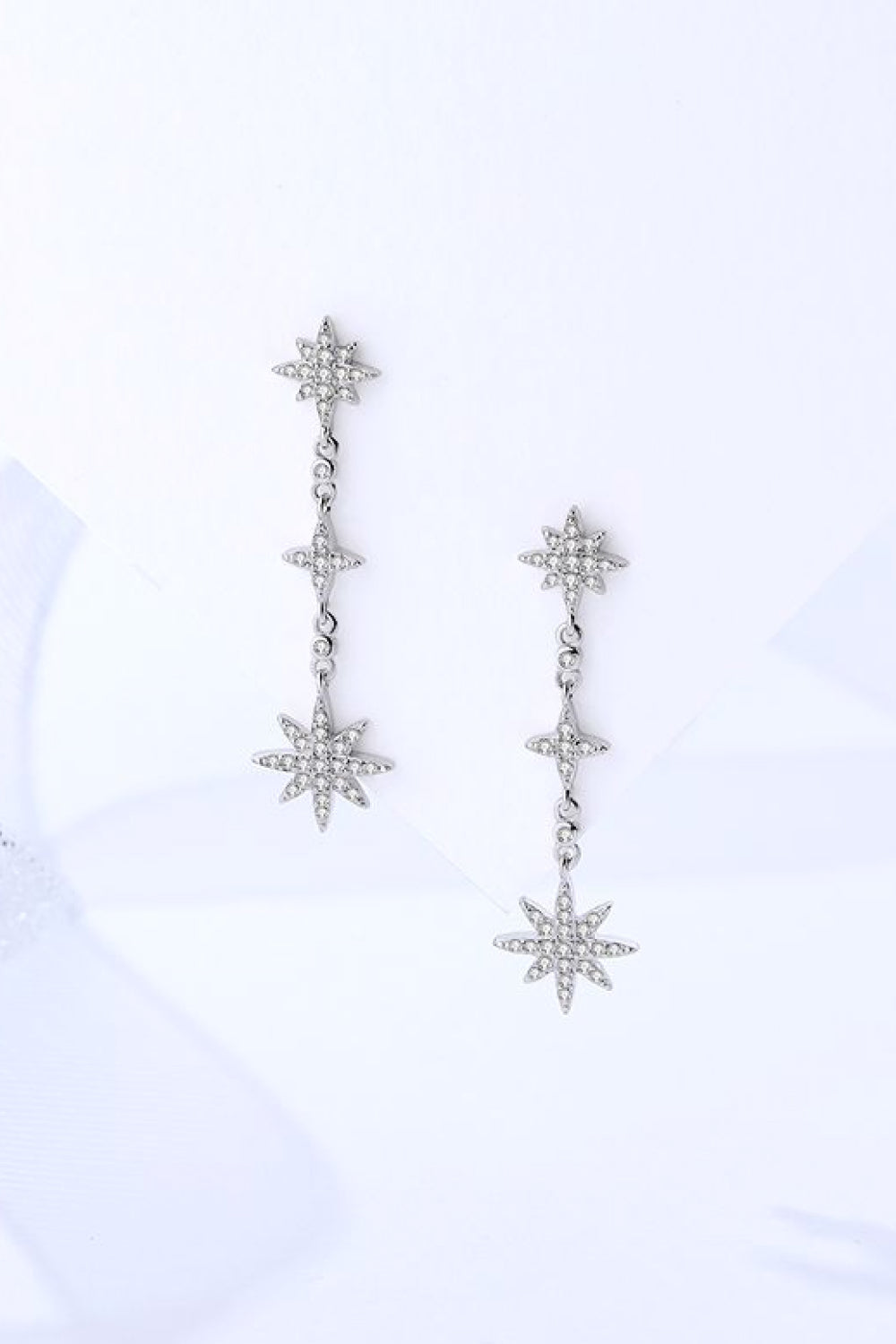 Cubic Zirconia Star Drop Earrings-Teresa&#39;s Fashionista LLC