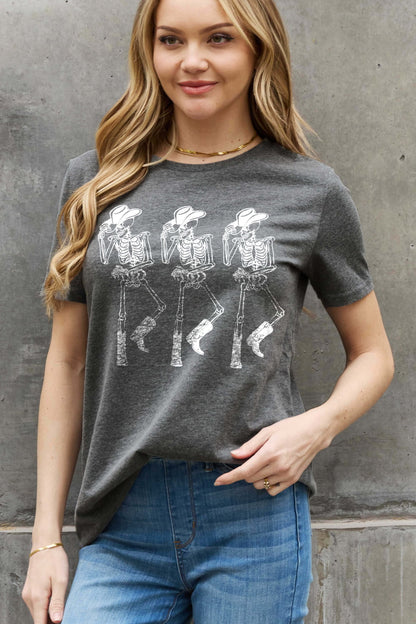 Simply Love Full Size Triple Skeletons Graphic Cotton Tee-Teresa&#39;s Fashionista LLC