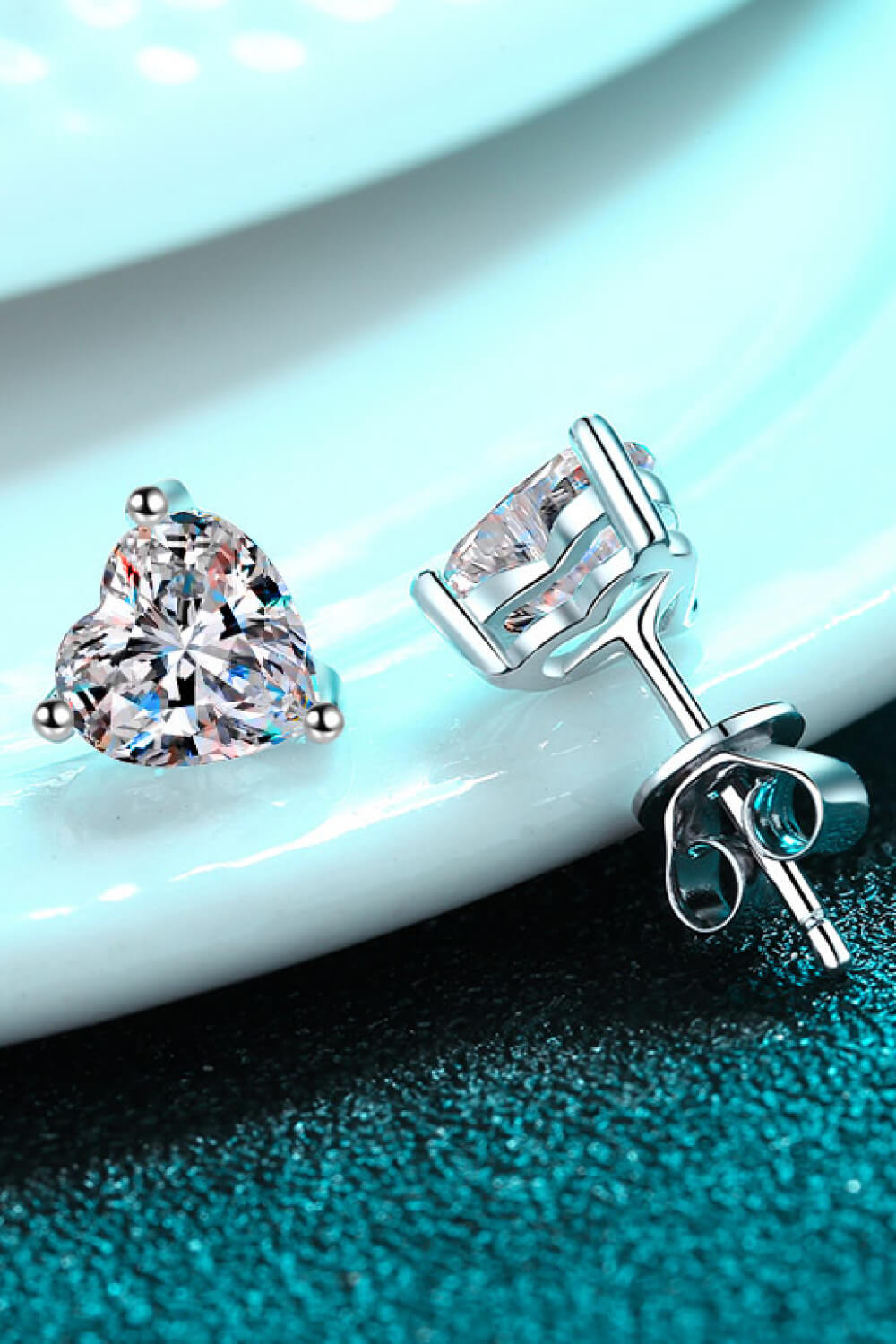 2 Carat Moissanite Heart-Shaped Stud Earrings-Teresa&#39;s Fashionista LLC